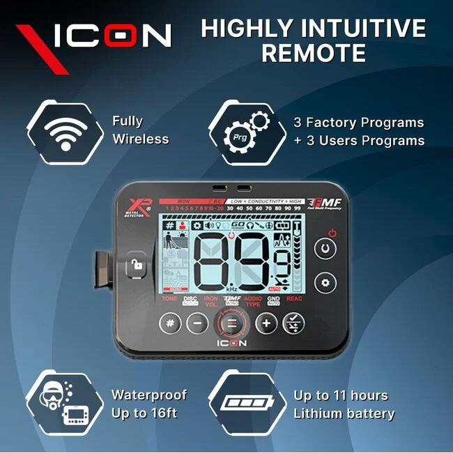 XP ICON Metal Detector Lightweight Wireless Multi-Frequency Detector with WSA ST Wireless Headphones