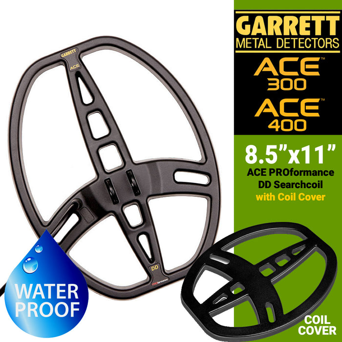 Garrett ACE Series 8.5" x 11" DD PROformance Search Coil with Cover for ACE 200, ACE 300 and ACE 400