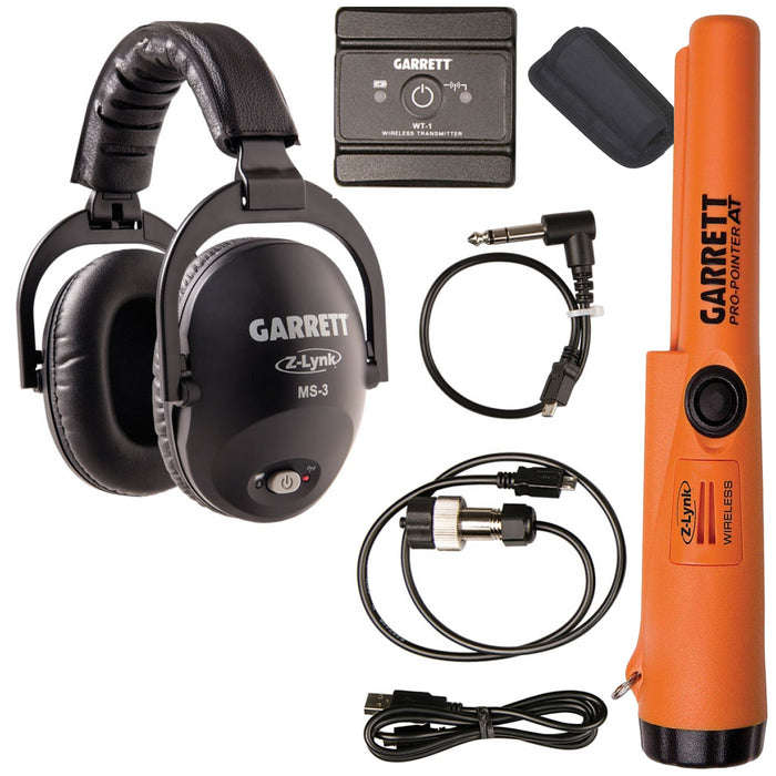 Garrett MS-3 Z-Lynk Wireless Headphone KIT with Pro-Pointer AT Z-Lynk Pinpointer for Garrett AT PRO, ACE 400, ACE 300
