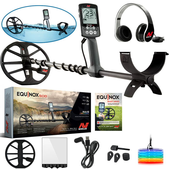 Minelab Equinox 600 Metal Detector with Headphones 11" Smartcoil with Cover
