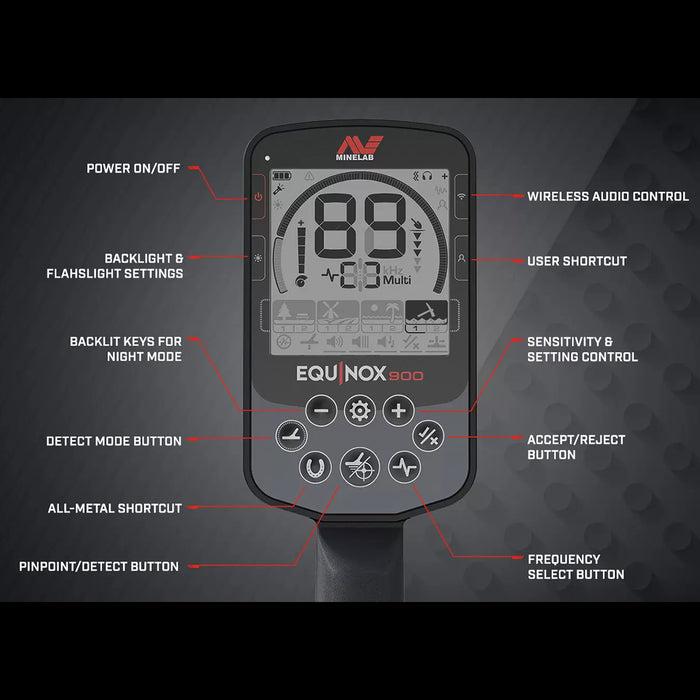 Minelab Equinox 900 Waterproof Multi-Frequency Metal Detector with 11" and 6" DD Coils