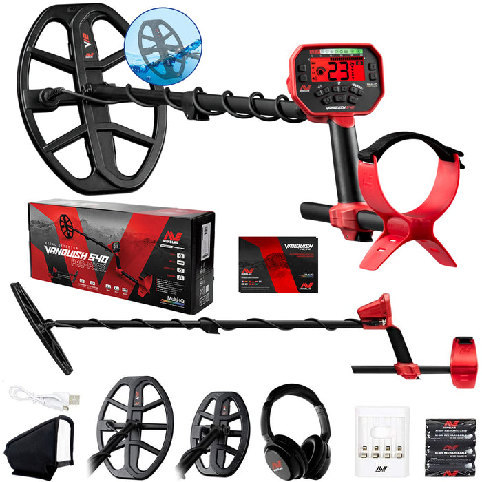 Minelab Vanquish 540 Pro-Pack with Wireless Headphones, 12" & 8" Coils with Covers, Rechargeable Batteries