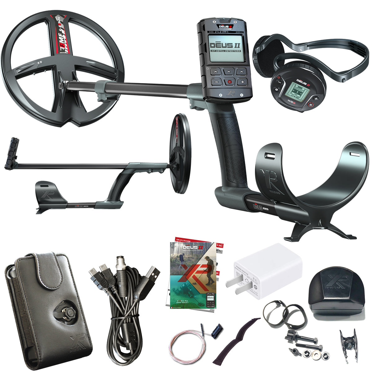 XP Deus II fully wireless multi-frequency metal detector with remote control and headphones