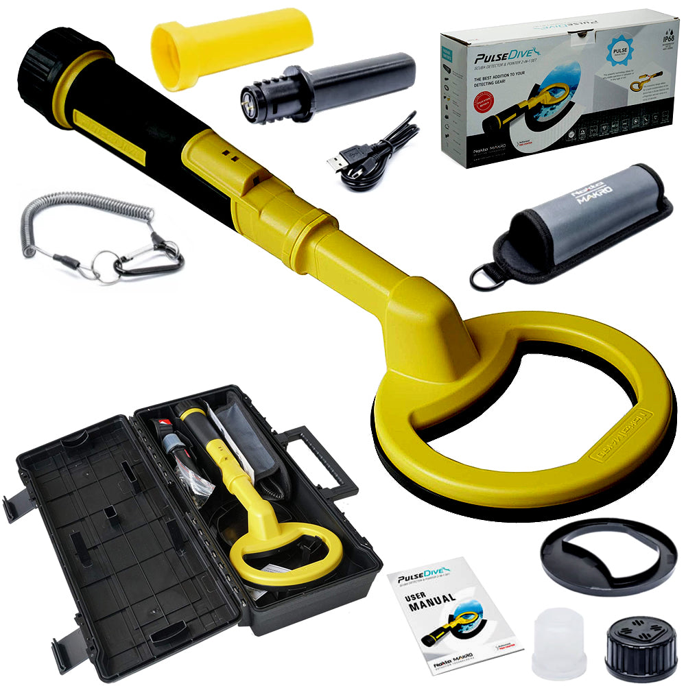 Nokta PulseDive 2-in-1 scuba metal detector and pinpointer set in yellow